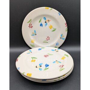 Vtg Tre Ci Italian Earthenware Plates Set of 4 Bumble Bee Salad Dessert 8.5"